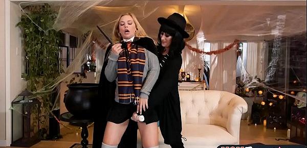  Halloween trick or treat leads to magic lesbian sex